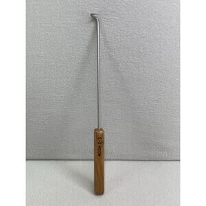 E-Z Hook BBQ Pit Hook Wood Handle Brisket Puller 14in Steel Meat Turner Tool